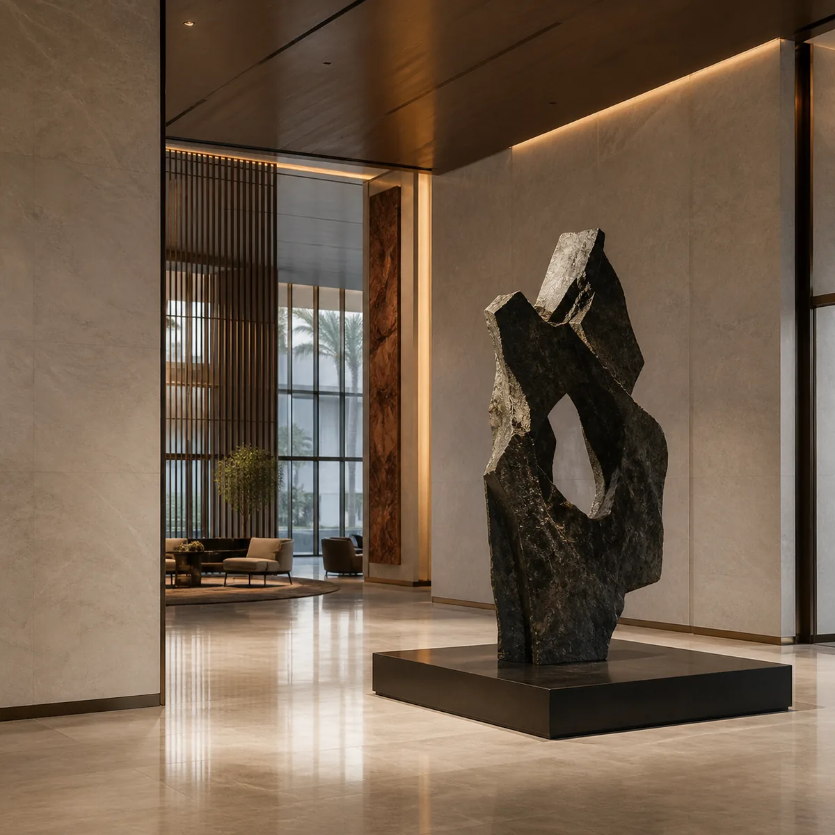 Art integrated into a luxury UAE hospitality and architectural environment