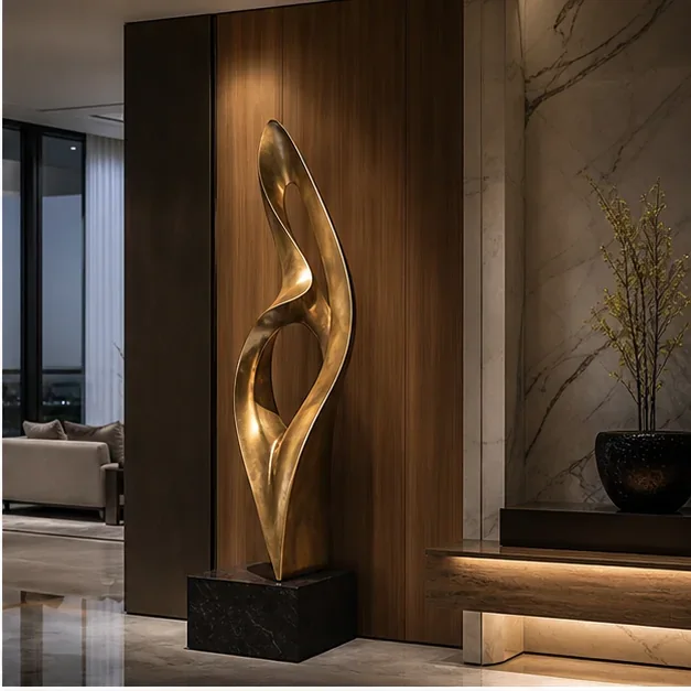 Featured brass sculpture project placeholder in a premium residential environment
