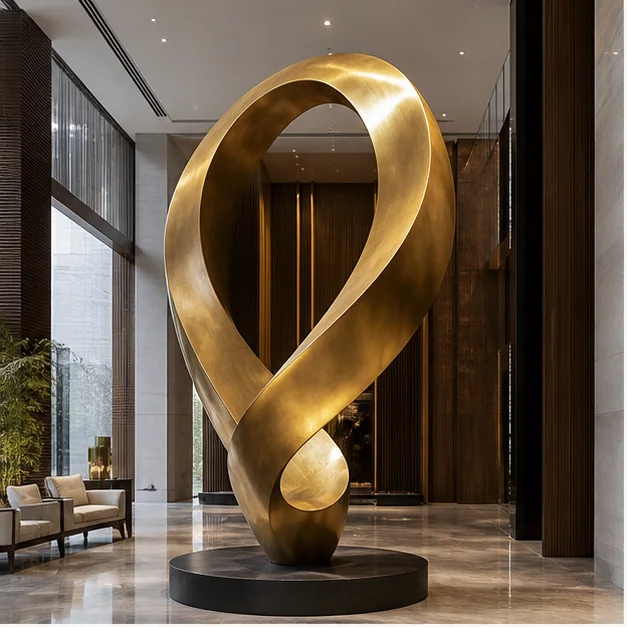 Custom brass sculpture in a premium luxury interior