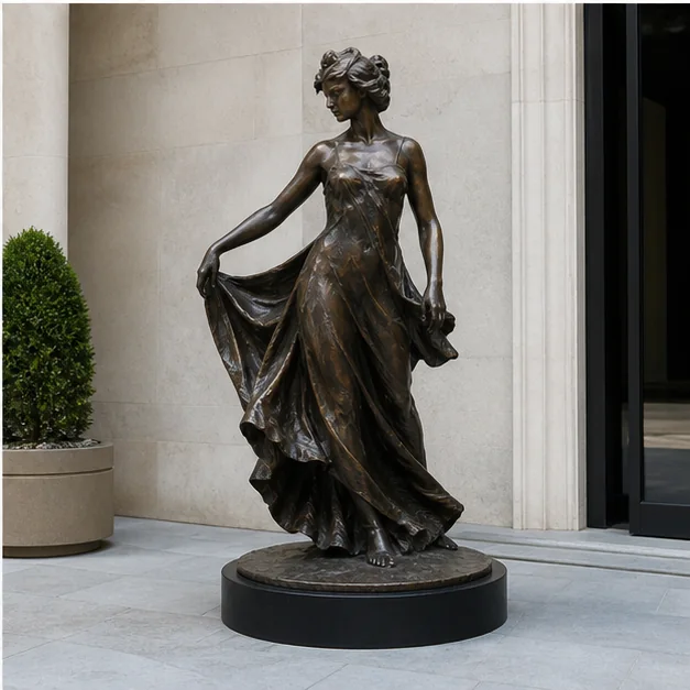 Full bronze sculpture integrated into a premium architectural setting