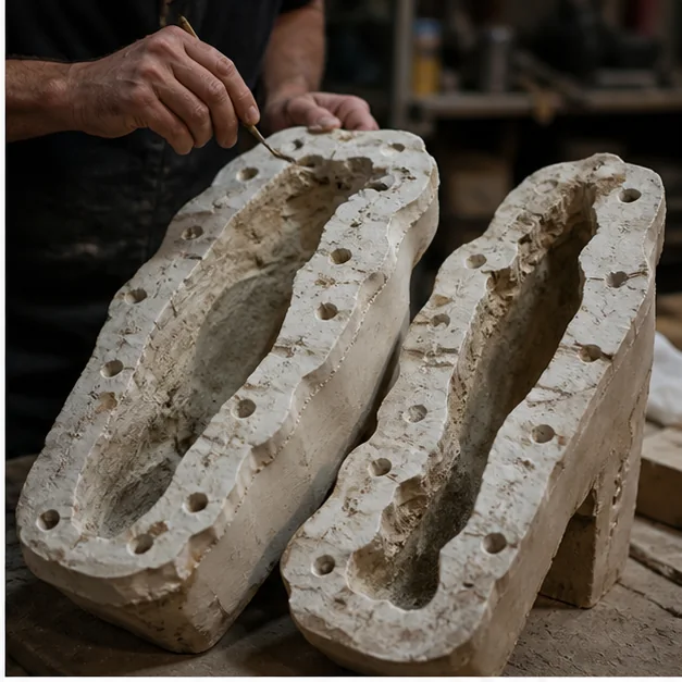 Mold-making process for a bronze sculpture