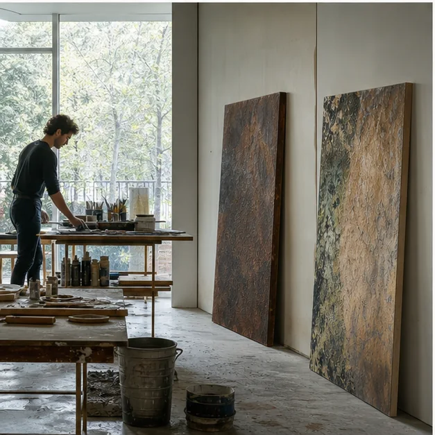 Artist studio and artwork development context