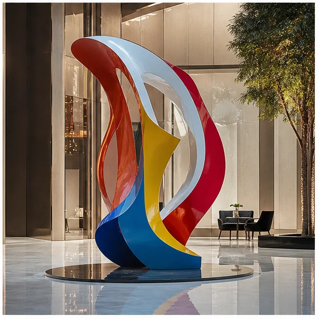 Completed fiberglass artwork in a premium architectural environment