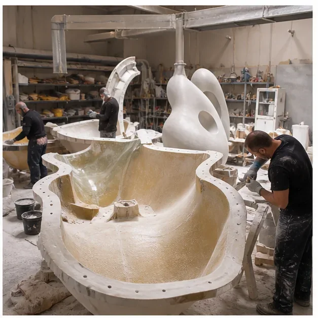 Fiberglass mold or surface preparation detail