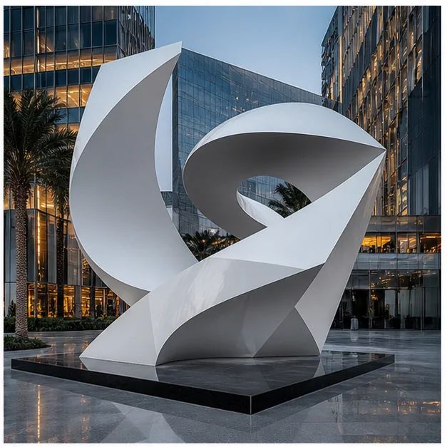 Monumental fiberglass statement sculpture in a major architectural development