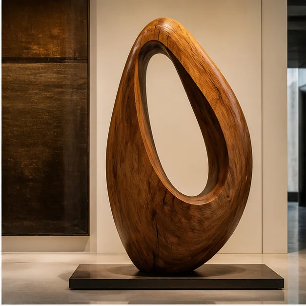 Finished handcrafted wooden sculpture in a premium environment