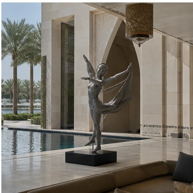 Specialist maintenance of sculpture in a hospitality environment