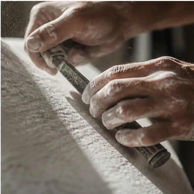 Carved marble texture and edge detail