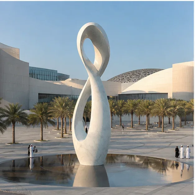 Large monumental marble architectural sculpture