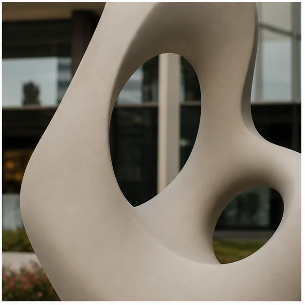 Matte fiberglass sculpture with a softer contemporary finish