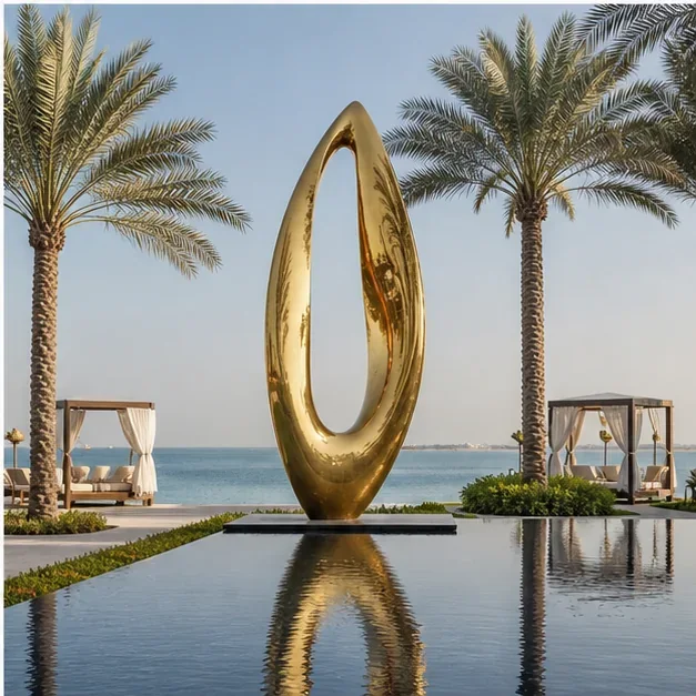 Outdoor sculpture project placeholder for a resort setting