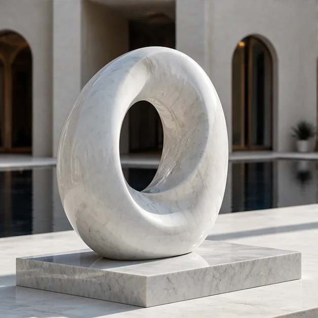 Polished marble sculpture with a smooth refined surface