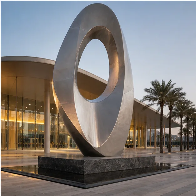 Completed public artwork integrated into a contemporary architectural space