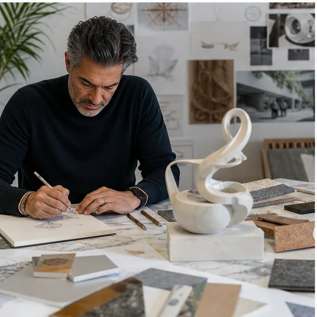 Artist developing a large-scale public sculpture concept