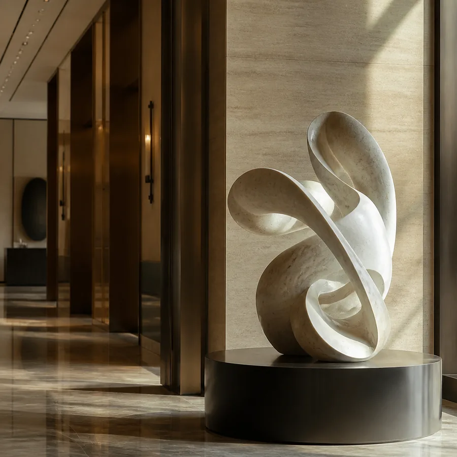 Curated interior public artwork in a luxury development