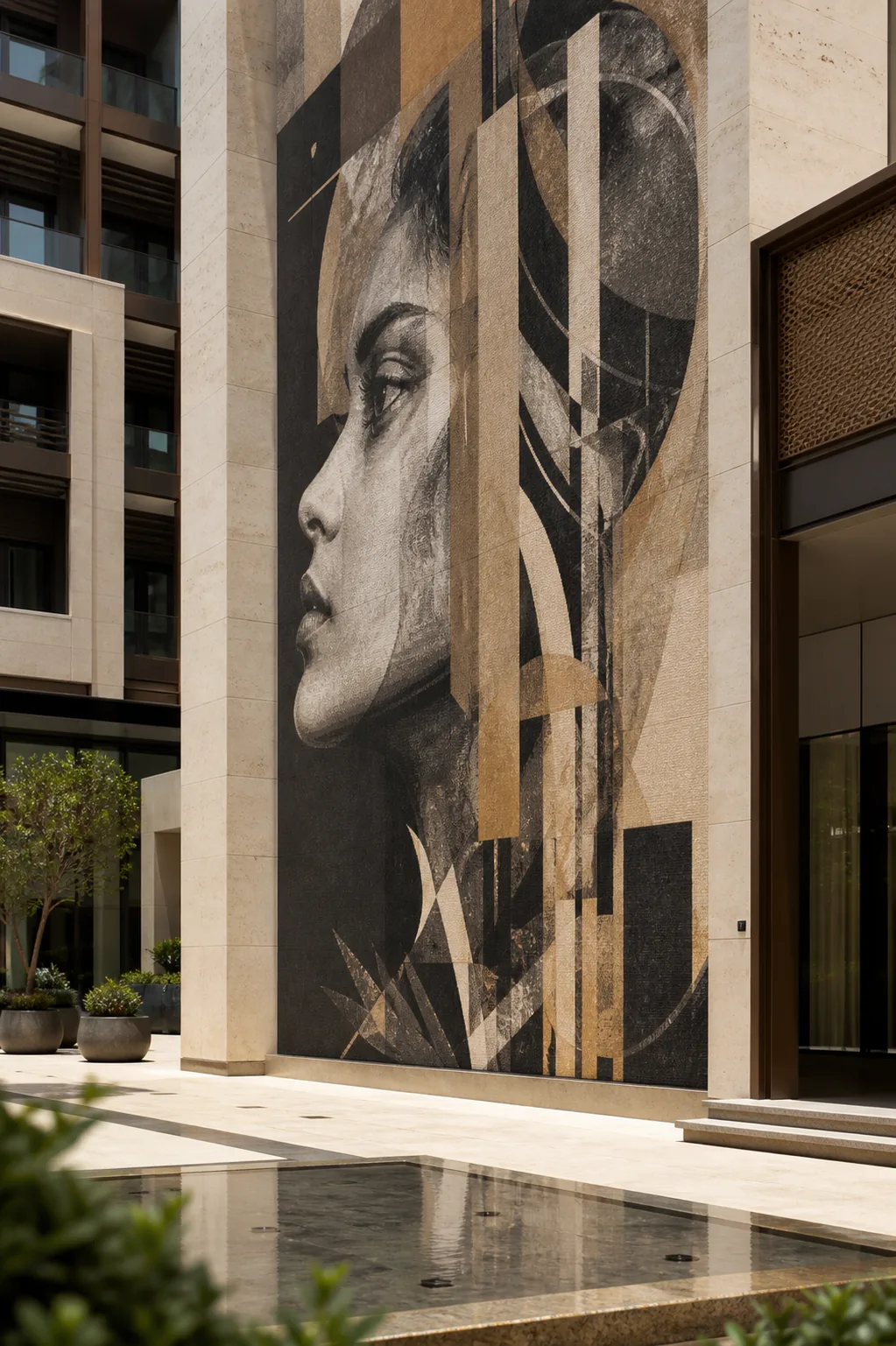 Large-scale mural bringing identity to a premium UAE development