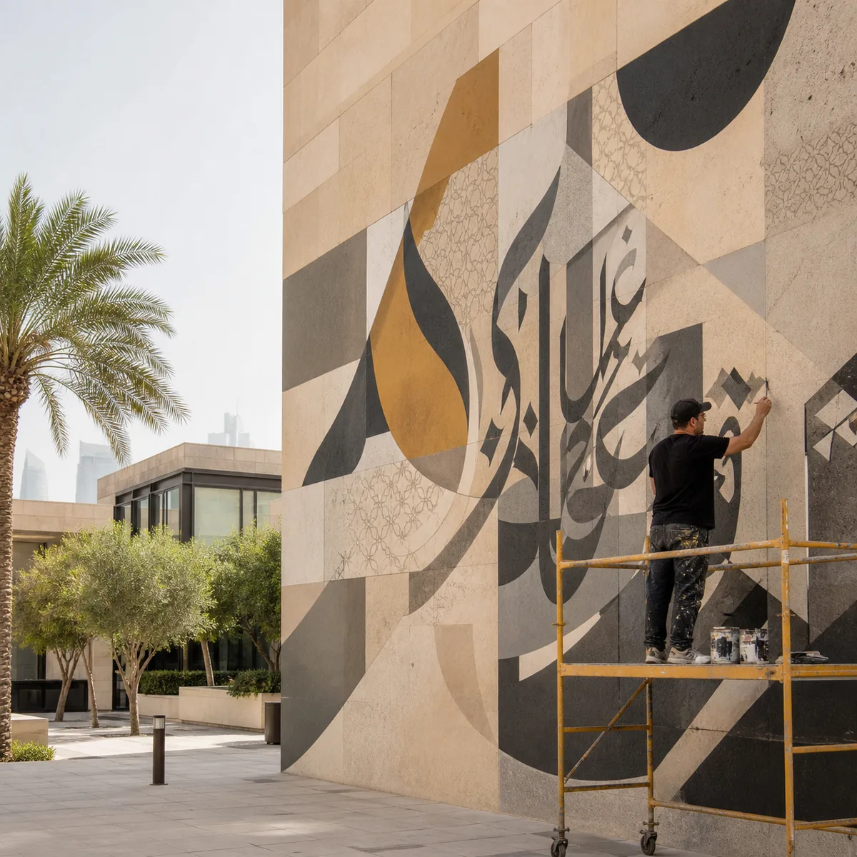 Large-scale mural in a premium architectural setting