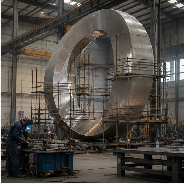 Public artwork being fabricated in a professional UAE workshop