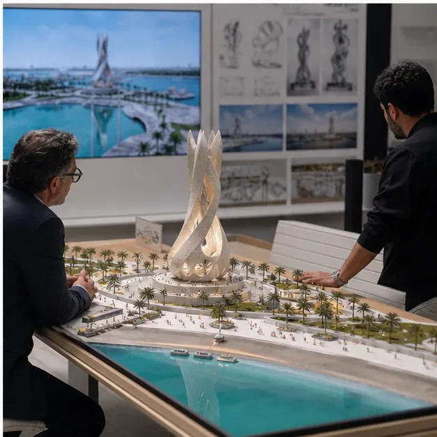 Conceptual process stage showing artwork development