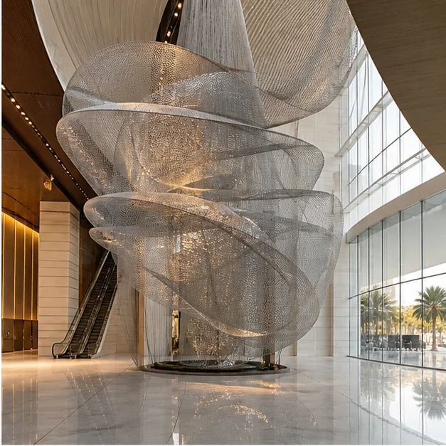 Statement artwork integrated into a major architectural environment in the UAE