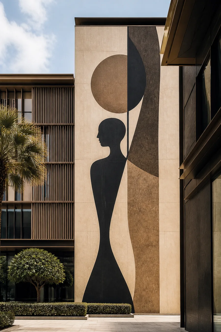 Large-scale mural transforming a UAE commercial building