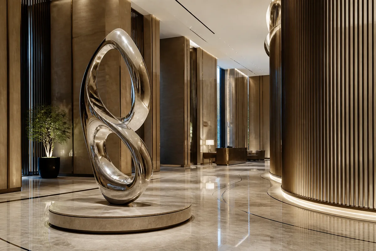 Interior sculpture in a luxury UAE lobby