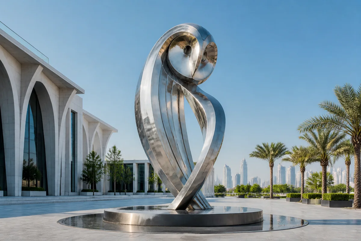 Monumental public sculpture in a UAE public setting