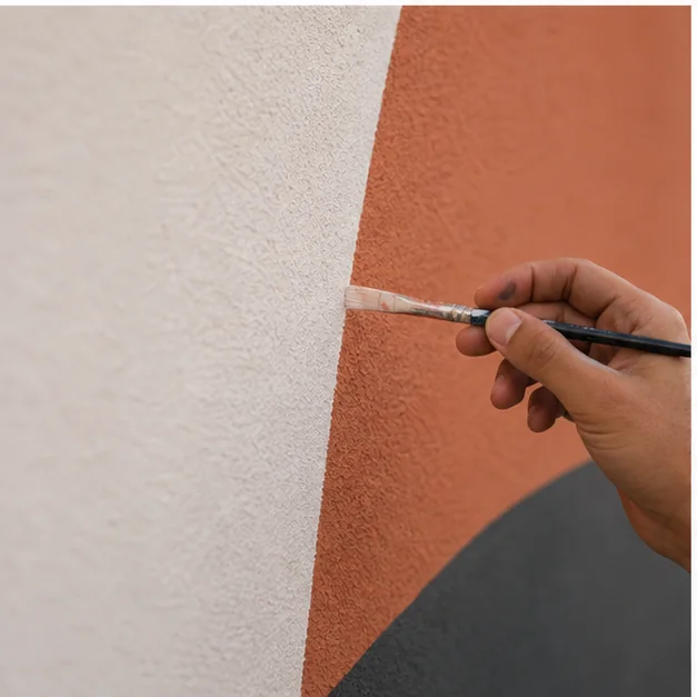 Brush and detail work on a large mural surface