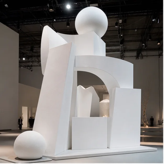 Large Styrofoam sculpture inside a premium temporary installation environment