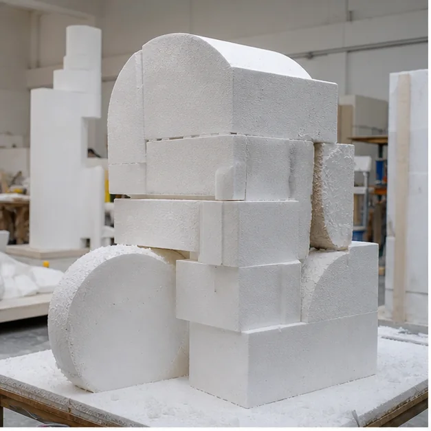 Raw foam form before sculptural refinement