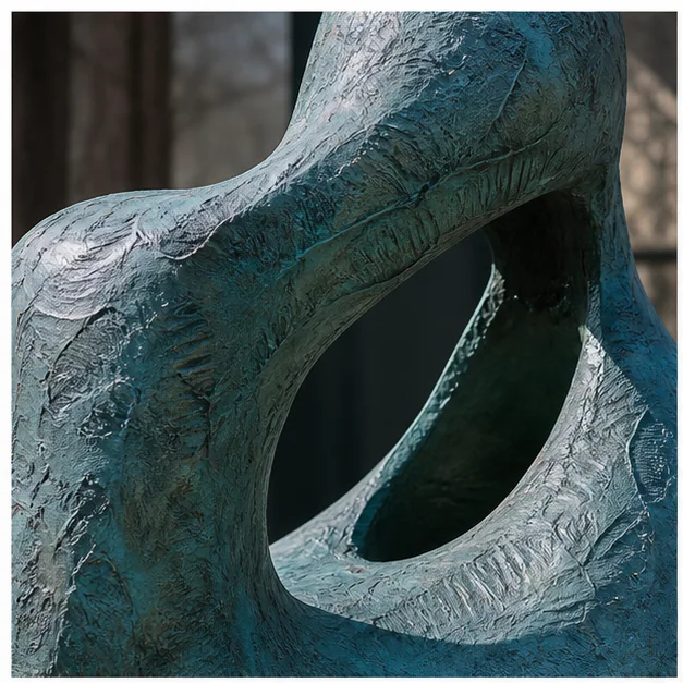 Textured fiberglass sculpture with tactile surface depth