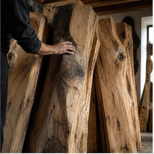 Selected wood material prepared for sculptural use